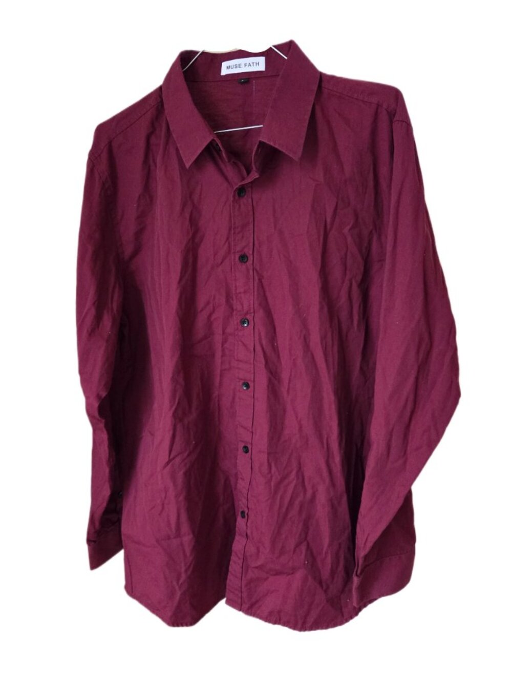 Muse Fath Burgundy Long Sleeve Men's Dress Shirt